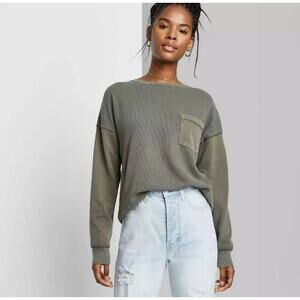 Wild Fable Women's Long Sleeve Blouse Size Small Olive Green